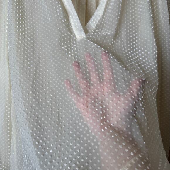 Ruby Ribbon XXL Cream Swiss Dot Sheer Long Sleeve Popover Top - Picture 3 of 6